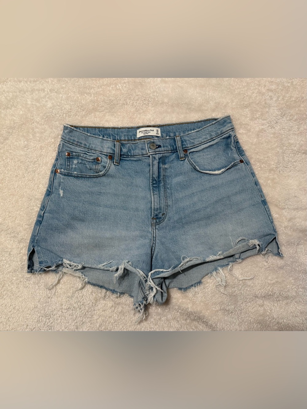 Abercrombie & Fitch Light Blue Distressed Denim Shorts